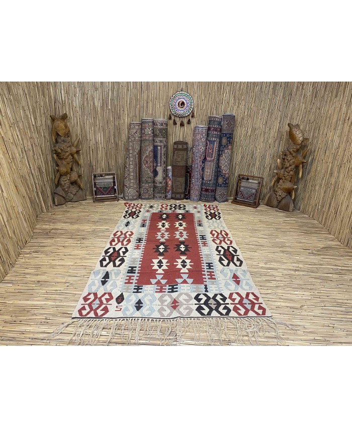 Handmade Turkish Kayseri Nomadic Original  Wool on Wool Kilim – FREE SHIPPING..!